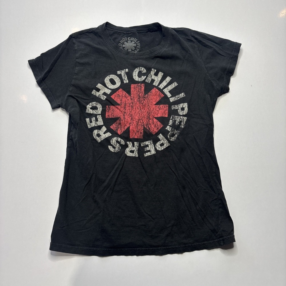 Red Hot Chili Peppers Logo Graphic T-shirt Women XL Black Music Merch